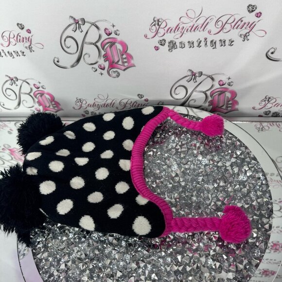 Disney hat touque bow ribbon 🎀 ears Minnie Mouse Polka Dot Hat Pink Accents - Picture 7 of 10